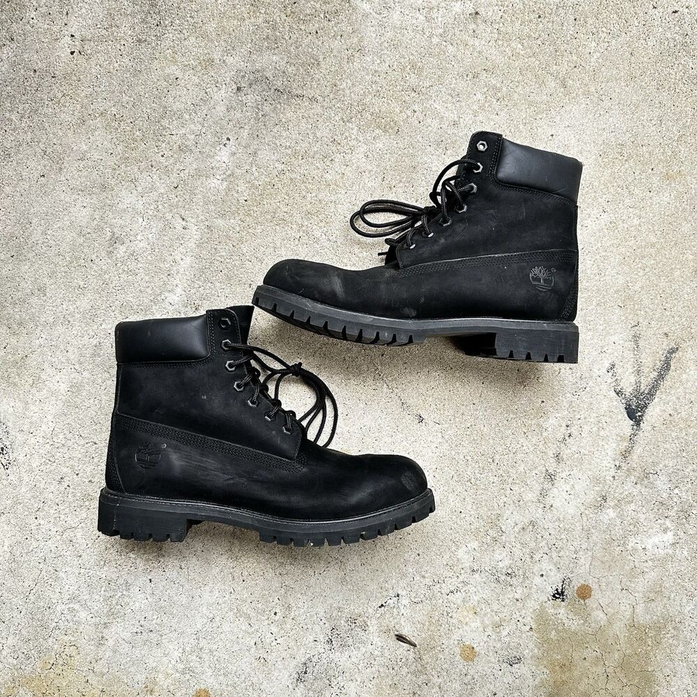 Timberland 6” Premium Waterproof Work Boots Black Nubuck 10073 Men 10.5 Wide